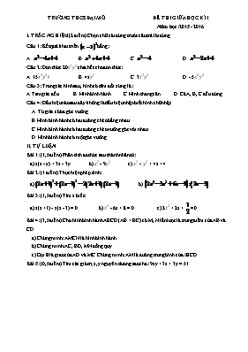 Đề thi giữa học kì I năm 2015 - 2016 - Trường THCS Đại Mỗ